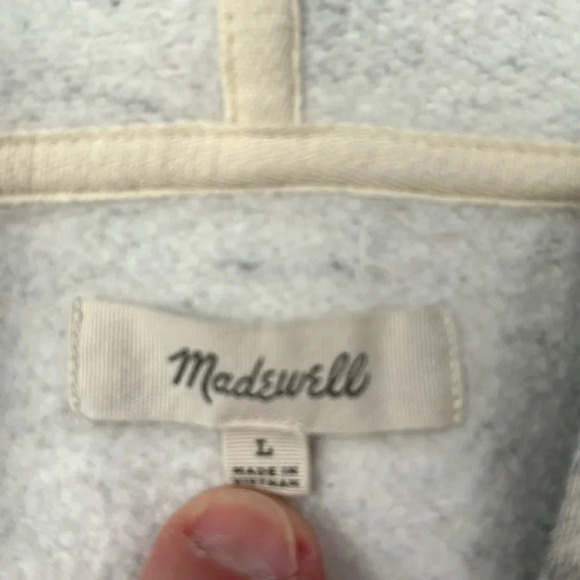 Madewell Lace Up Short Sleeve Hooded Merino Wool Sweater Hoodie Size L - Picture 3 of 5